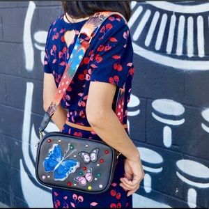 Embroidered Butterfly Crossbody Bag